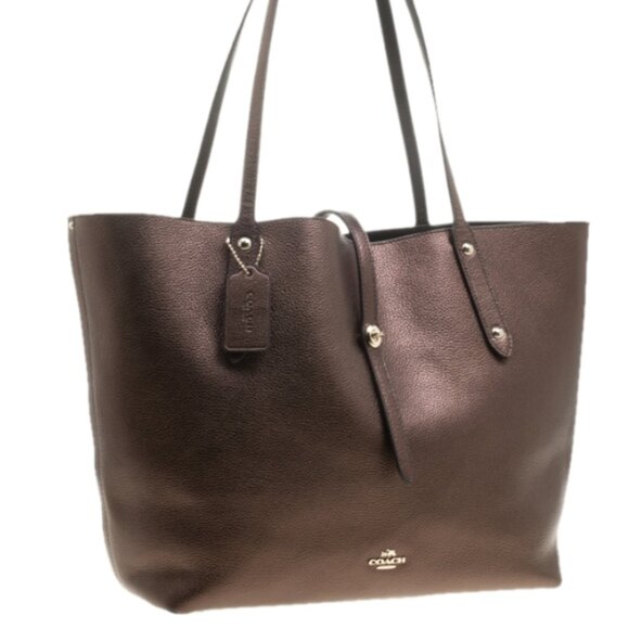 Coach Bronze Leather Large Market Shopper Tote Bag- Soft leather Authentic - Picture 1 of 14